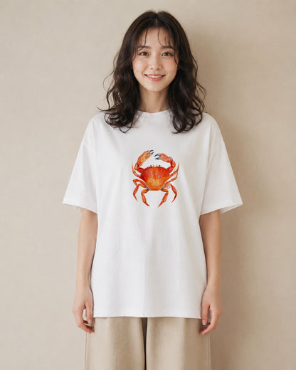 デザインTシャツ レディース ヤドカリ 海の生き物 海 イラスト ラフ ルームウェア ギフト 白T YMAZO