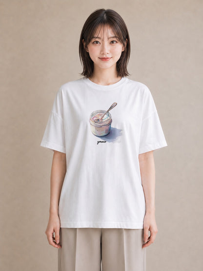半袖Tシャツ レディース 抹茶 食べ物 フード イラスト 休日コーデ お出かけ 普段着 白T YMAZO