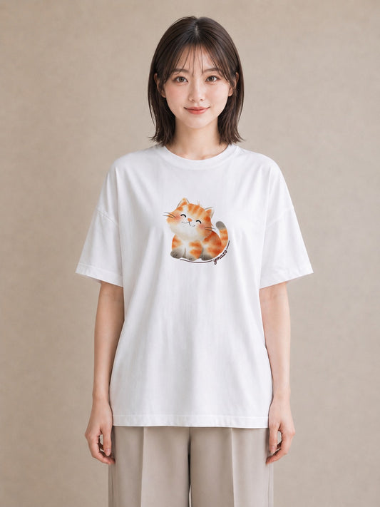 グラフィックTシャツ レディース アメリカンショートヘア 猫 ねこ イラスト 送別ギフト 通勤 白T YMAZO