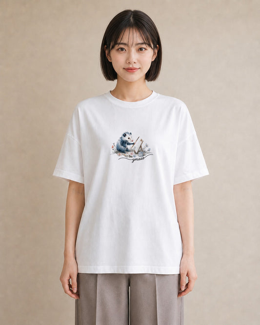 デザインTシャツ レディース ロボロフスキー ペット 動物 イラスト 韓国風 カジュアルコーデ 買い物 白T YMAZO