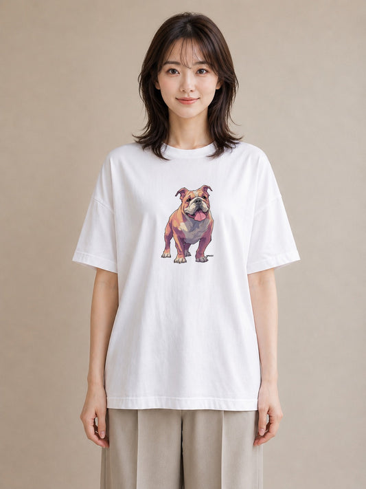 半袖Tシャツ レディース 老犬 犬 いぬ イラスト 母の日 ビーチ 白T YMAZO