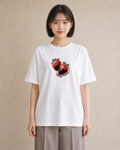 グラフィックTシャツ レディース チョコ 食べ物 フード イラスト ニュアンス ママ カフェ服 白T YMAZO