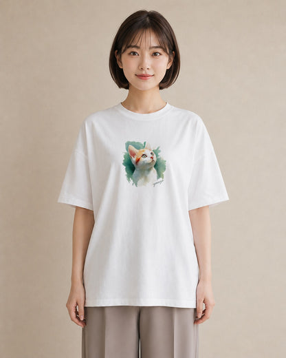 Tシャツ レディース ねこ 猫 ネコ イラスト ヴィンテージ風 誕生日プレゼント 綿100 白T YMAZO
