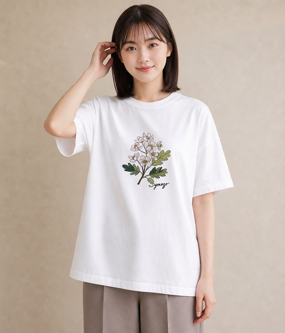 Tシャツ レディース 花 花柄 イラスト ニュアンス 母の日 ビーチ 白T