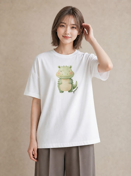グラフィックTシャツ レディース ヤモリ ペット 動物 イラスト ボタニカル 在宅 公園 白T YMAZO