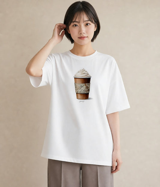 プリントTシャツ レディース ココア 食べ物 フード イラスト レトロ 旅行用 海 白T YMAZO
