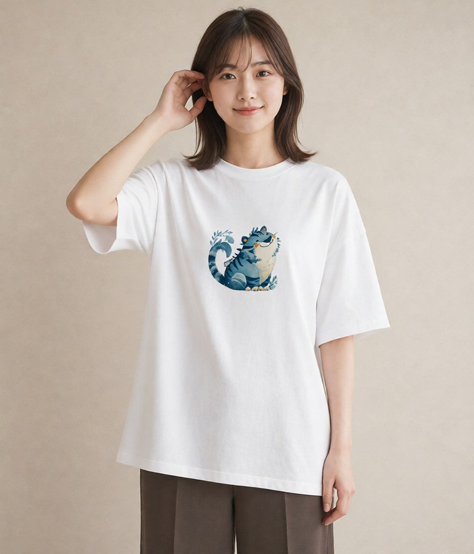 半袖Tシャツ レディース とら 動物 アニマル イラスト きれいめ お揃い 親子 白T YMAZO