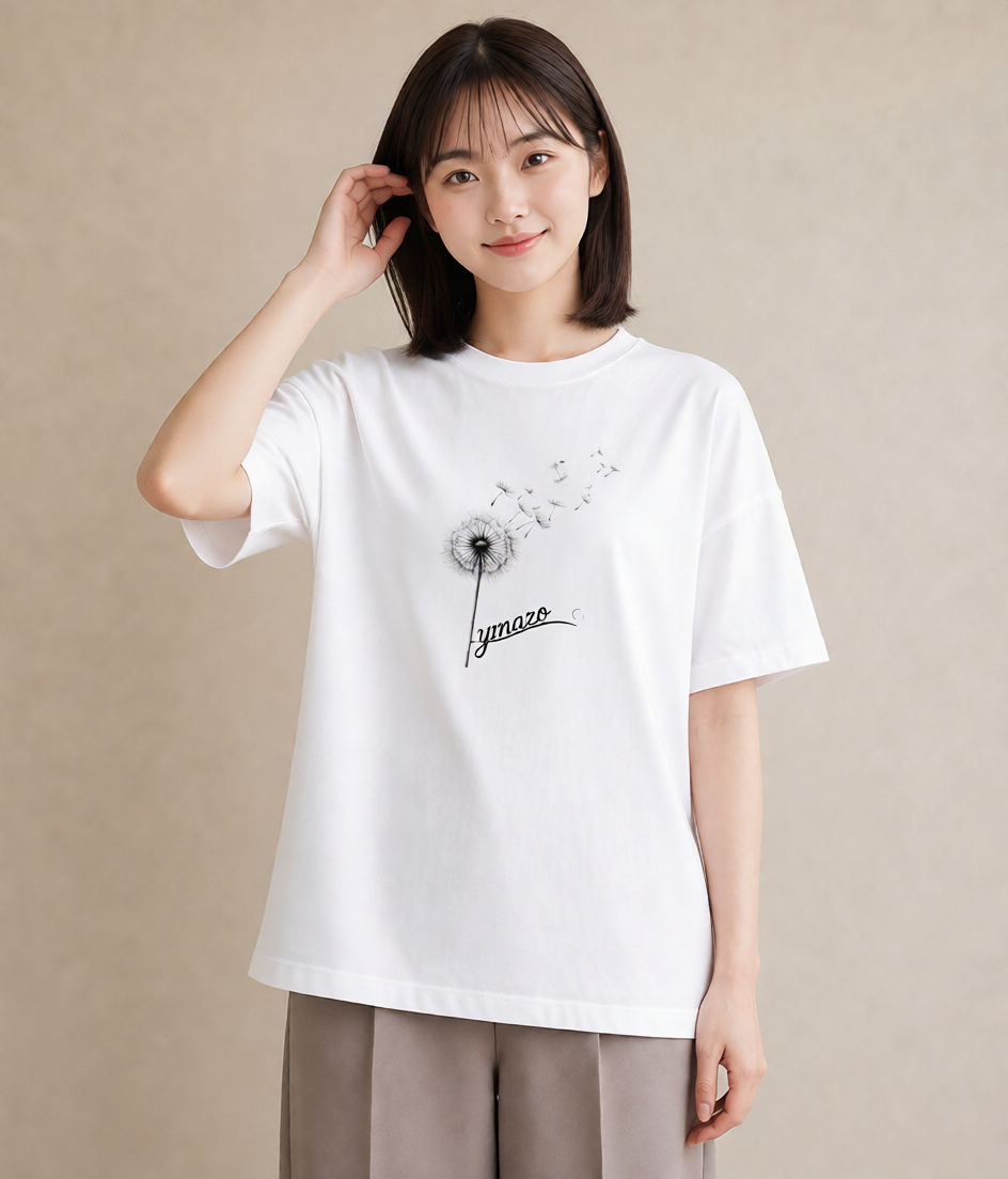 デザインTシャツ レディース たんぽぽ 花 花柄 イラスト シック 敬老の日 ホワイトデー 白T YMAZO