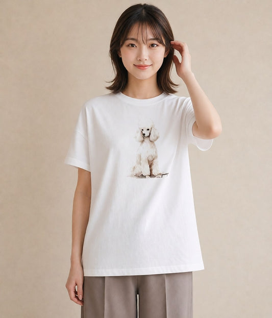 プリントTシャツ レディース トイプードル プードル 犬 いぬ イラスト ゆるかわ 母娘コーデ 自分用 白T YMAZO