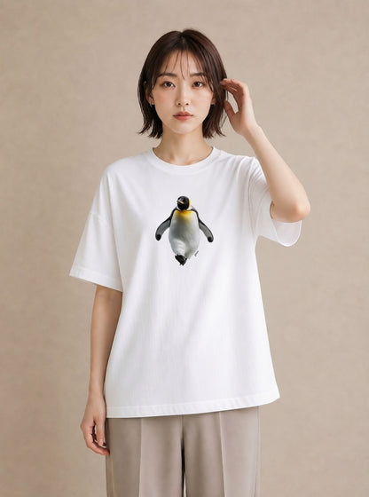 半袖Tシャツ レディース コウテイペンギン 動物 アニマル イラスト こなれ感 旅行 母娘コーデ 白T YMAZO