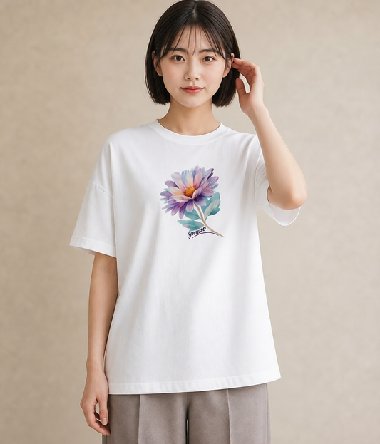 プリントTシャツ レディース ひまわり 向日葵 花 花柄 イラスト デイリーウェア 休日 白T YMAZO