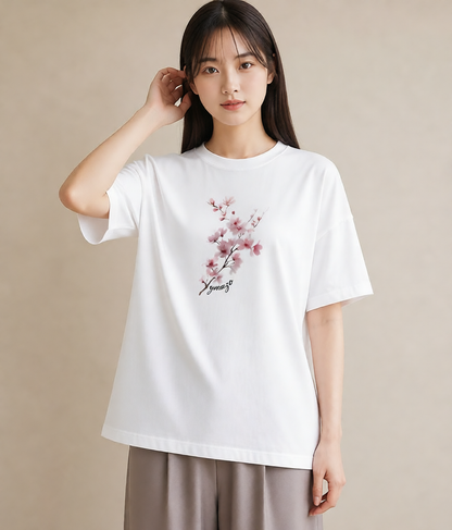 デザインTシャツ レディース さくら 桜 サクラ 花 花柄 イラスト レトロ 在宅 公園 白T