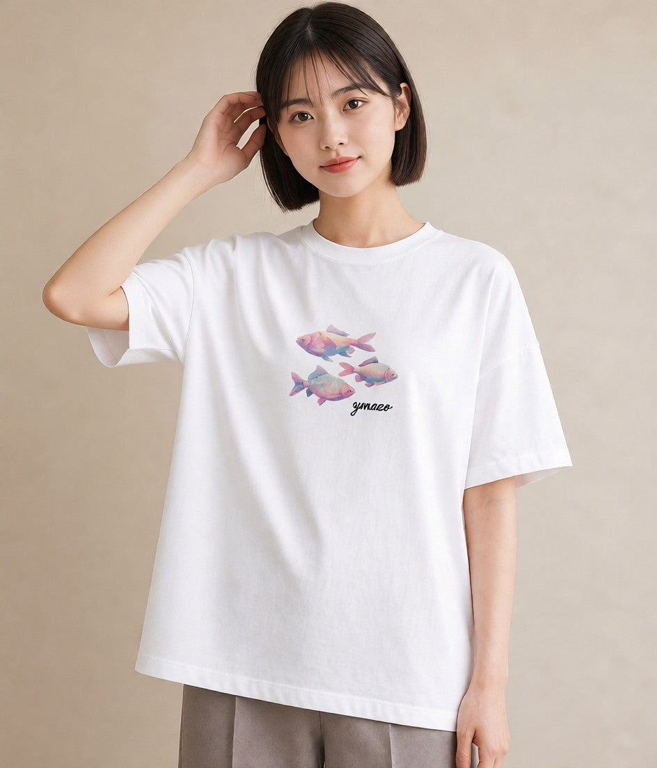 半袖Tシャツ レディース マンボウ 海の生き物 海 イラスト ユニーク 週末コーデ 敬老の日 白T YMAZO