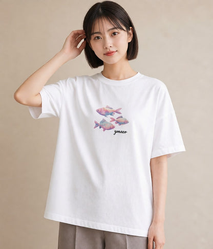半袖Tシャツ レディース マンボウ 海の生き物 海 イラスト ユニーク 週末コーデ 敬老の日 白T YMAZO