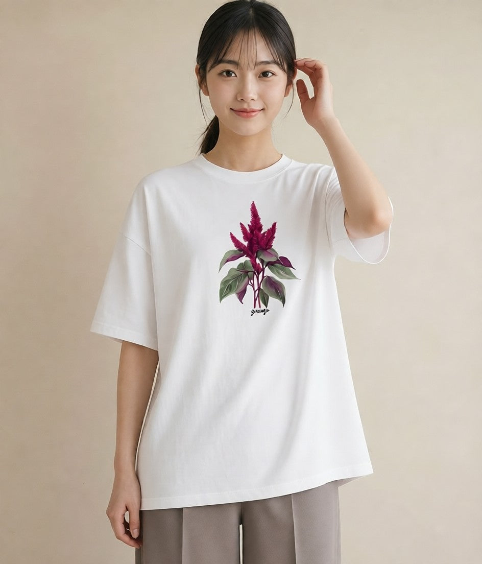 デザインTシャツ レディース ポスト 野の花 レトロ ナチュラル アンティーク イラスト カジュアル 送別ギフト 通勤 白T YMAZO