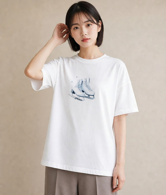 デザインTシャツ レディース 雪 星空 宇宙 イラスト ヴィンテージ風 ママ カフェ服 白T YMAZO