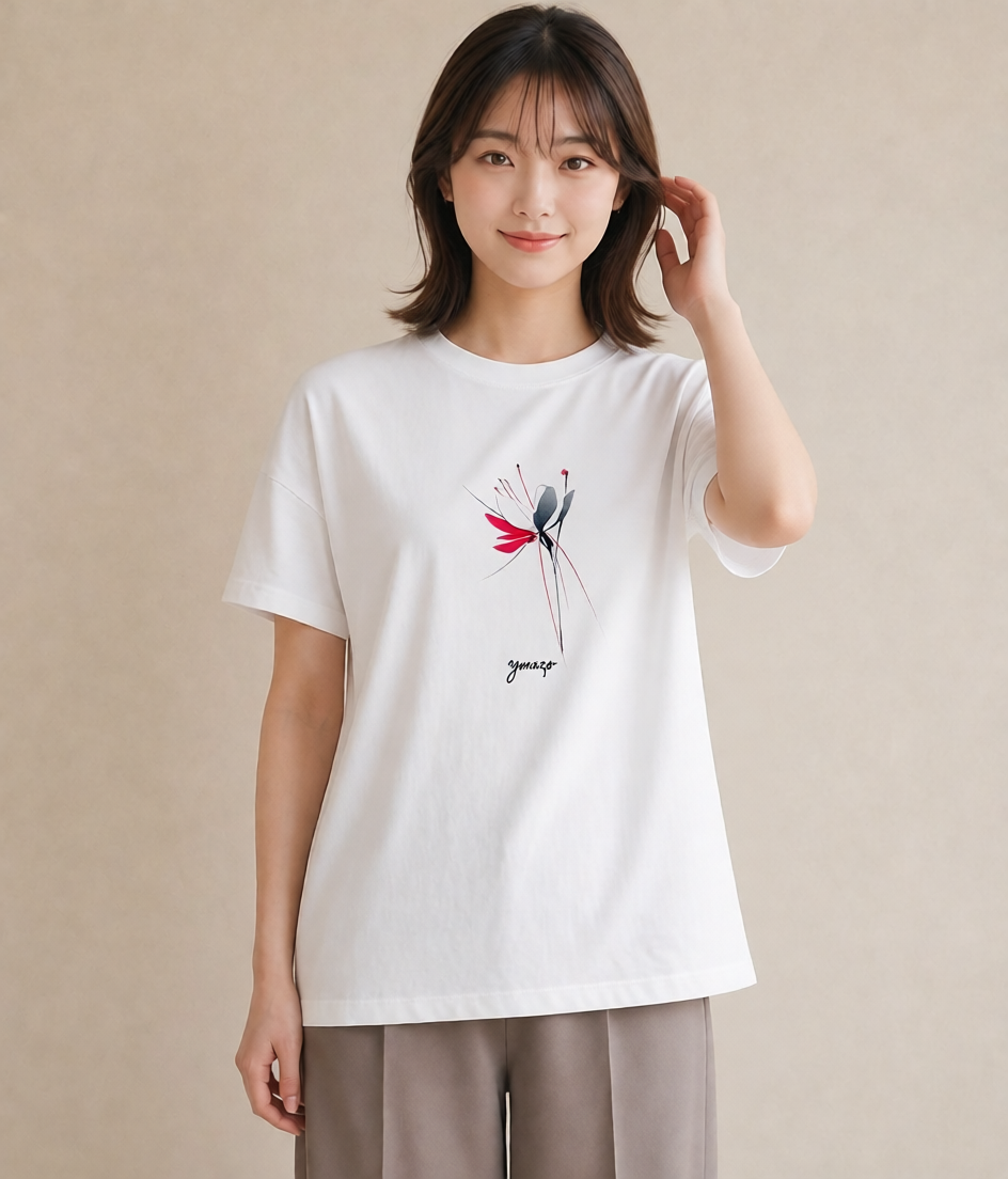 プリントTシャツ レディース ミモザ 花 花柄 イラスト 可愛い 週末コーデ 敬老の日 白T
