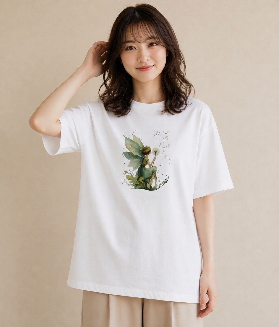 半袖Tシャツ レディース たんぽぽ 花 花柄 イラスト 抜け感 敬老の日 ホワイトデー 白T YMAZO