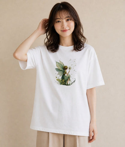 半袖Tシャツ レディース たんぽぽ 花 花柄 イラスト 抜け感 敬老の日 ホワイトデー 白T YMAZO