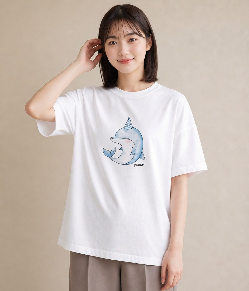 デザインTシャツ レディース マンボウ 海の生き物 海 イラスト ニュアンス 散歩 お出かけ 白T YMAZO