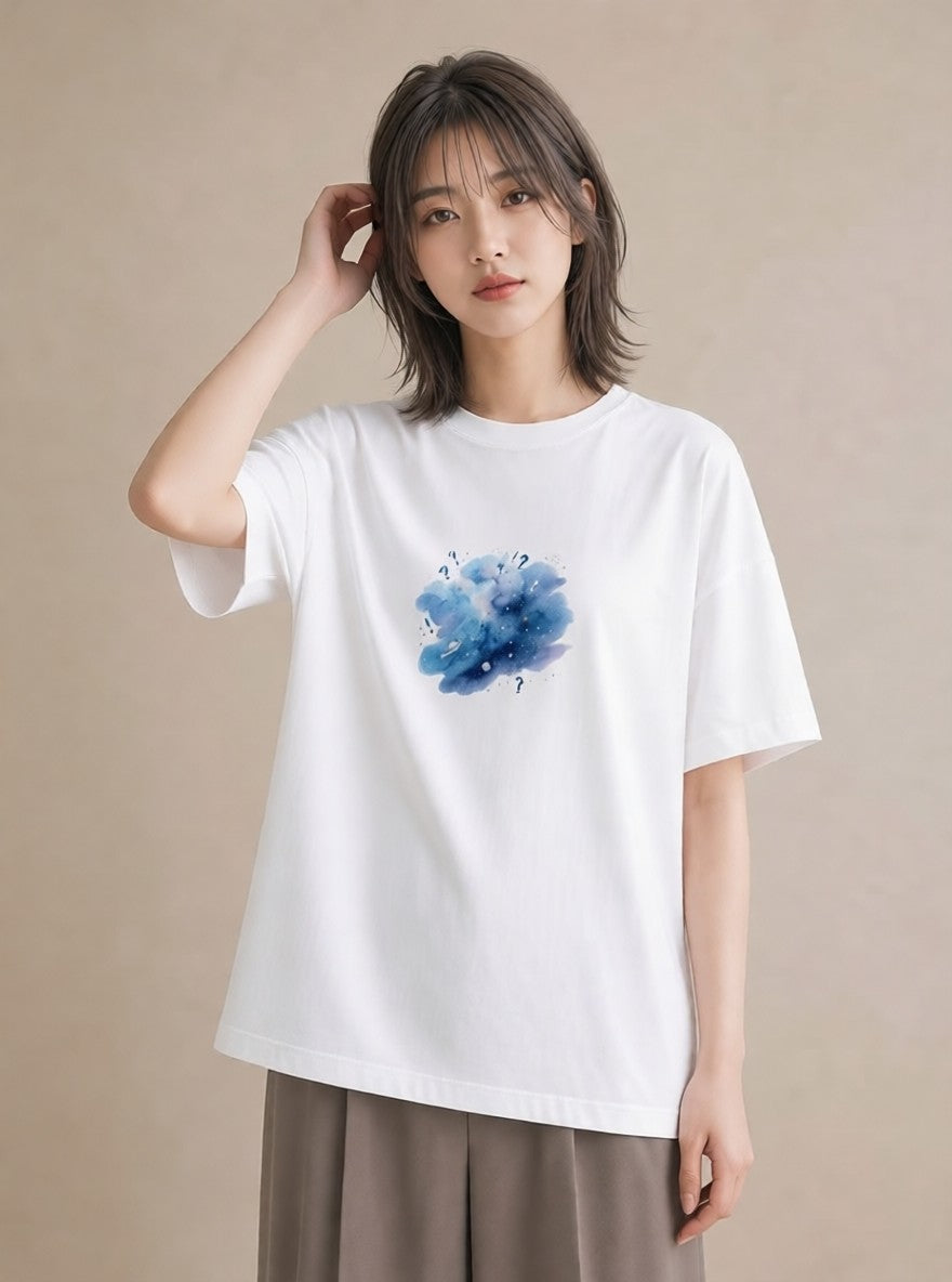 Tシャツ レディース 宇宙 星空 イラスト 手描き風 週末コーデ 敬老の日 白T YMAZO
