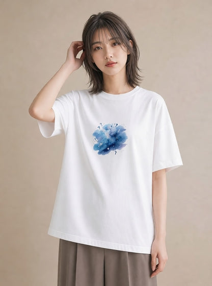Tシャツ レディース 宇宙 星空 イラスト 手描き風 週末コーデ 敬老の日 白T YMAZO