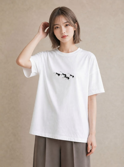 Tシャツ レディース アリ 昆虫 虫 イラスト 水彩風 誕生日プレゼント 綿100 白T YMAZO