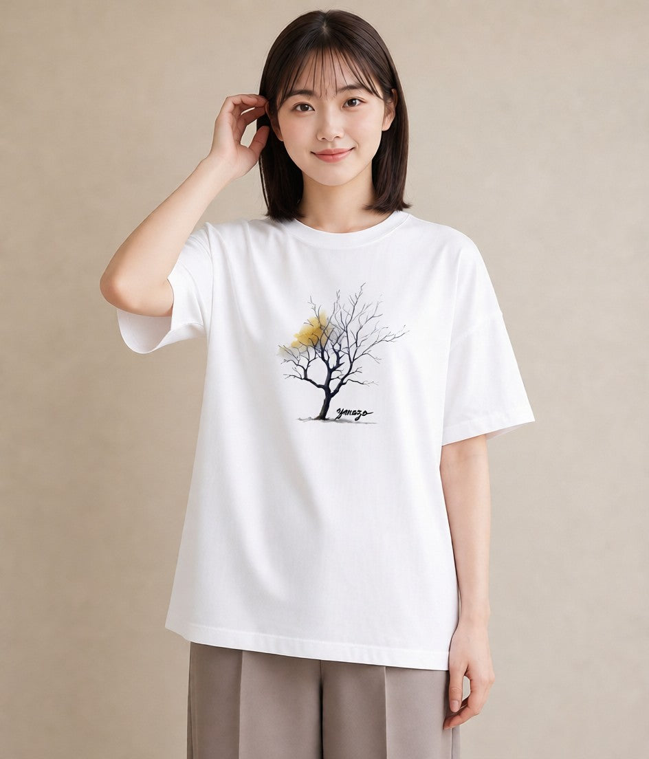 半袖Tシャツ レディース 木 植物 ボタニカル イラスト ゆるかわ 友達ギフト 部屋着 白T YMAZO