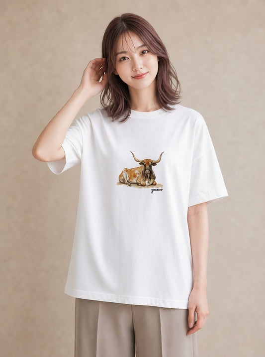 デザインTシャツ レディース 牡牛座 星空 宇宙 イラスト 淡色 通学 誕生日プレゼント 白T YMAZO