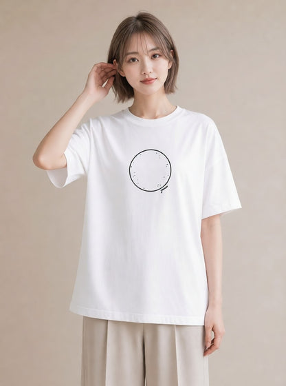 半袖Tシャツ レディース 幾何学 ミニマル ジオメトリック イラスト ゆるコーデ 友達ギフト 部屋着 白T YMAZO