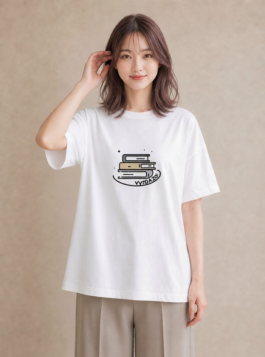 半袖Tシャツ レディース 本 読書 ブック イラスト 個性的 ギフト 母の日 白T YMAZO