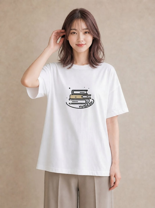半袖Tシャツ レディース 本 読書 ブック イラスト 個性的 ギフト 母の日 白T YMAZO