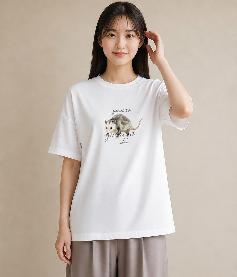 グラフィックTシャツ レディース ハムスター ペット 動物 イラスト ガーリー 休日 ペアコーデ 白T YMAZO