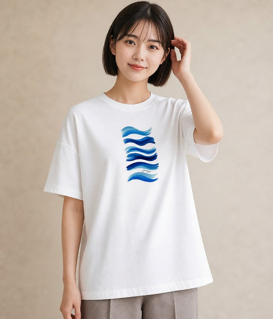デザインTシャツ レディース 海 星空 宇宙 イラスト 普段使い ホワイトデー 春服 白T YMAZO