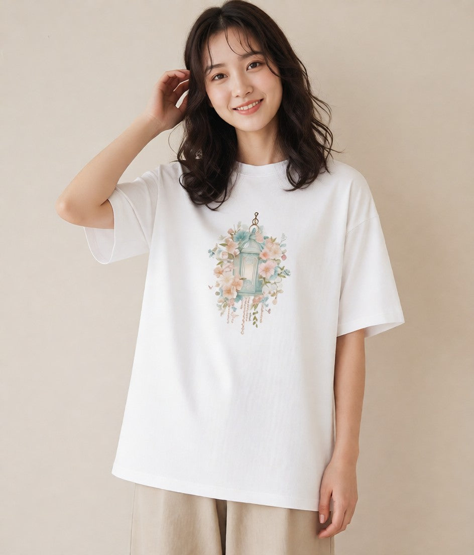 デザインTシャツ レディース ポスト 野の花 レトロ ナチュラル アンティーク イラスト モード ラフ レイヤード 白T YMAZO