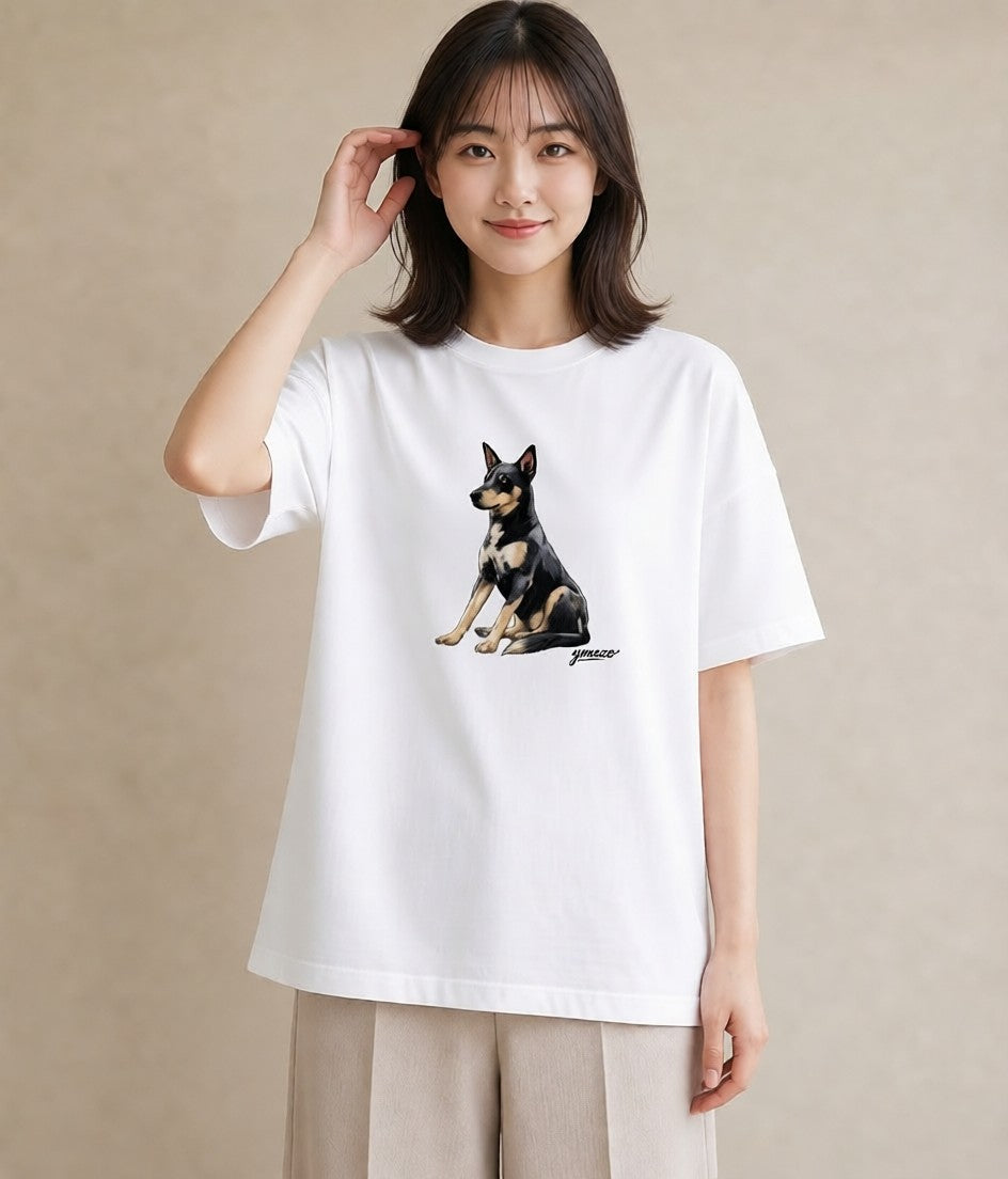グラフィックTシャツ レディース 老犬 犬 いぬ イラスト 淡色 クリスマス 旅行 白T YMAZO