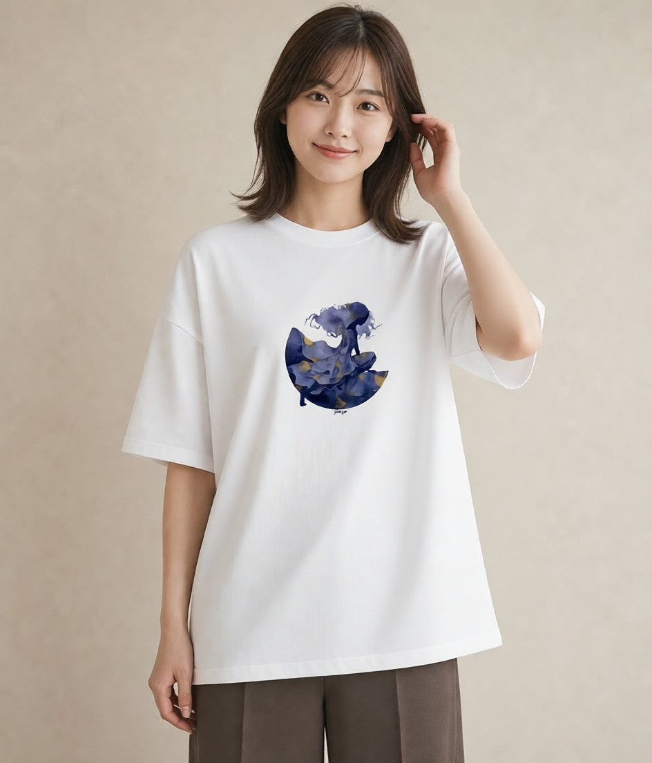 プリントTシャツ レディース 蟹座 星空 宇宙 イラスト シック 20代 カジュアルコーデ 白T YMAZO