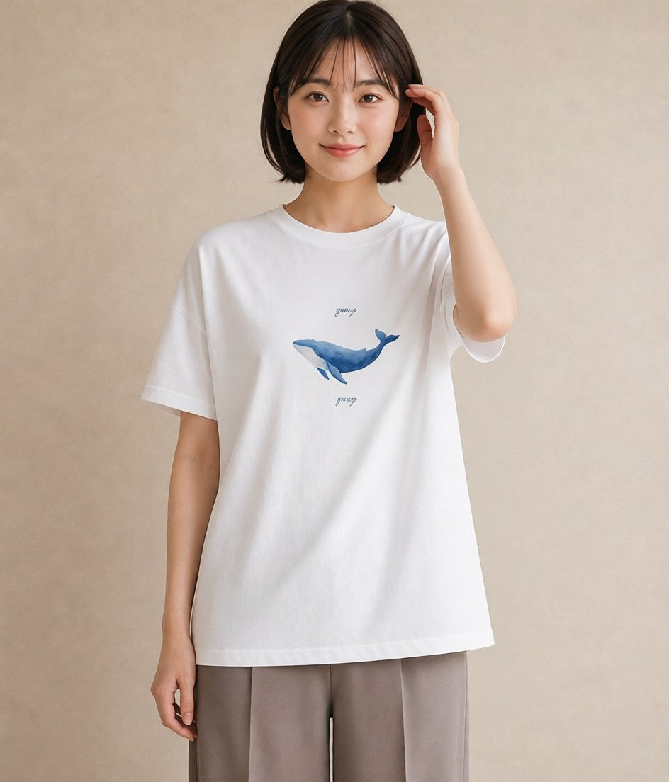 グラフィックTシャツ レディース シャチ 海の生き物 海 イラスト 休日コーデ 部屋着 女性向けギフト 白T YMAZO