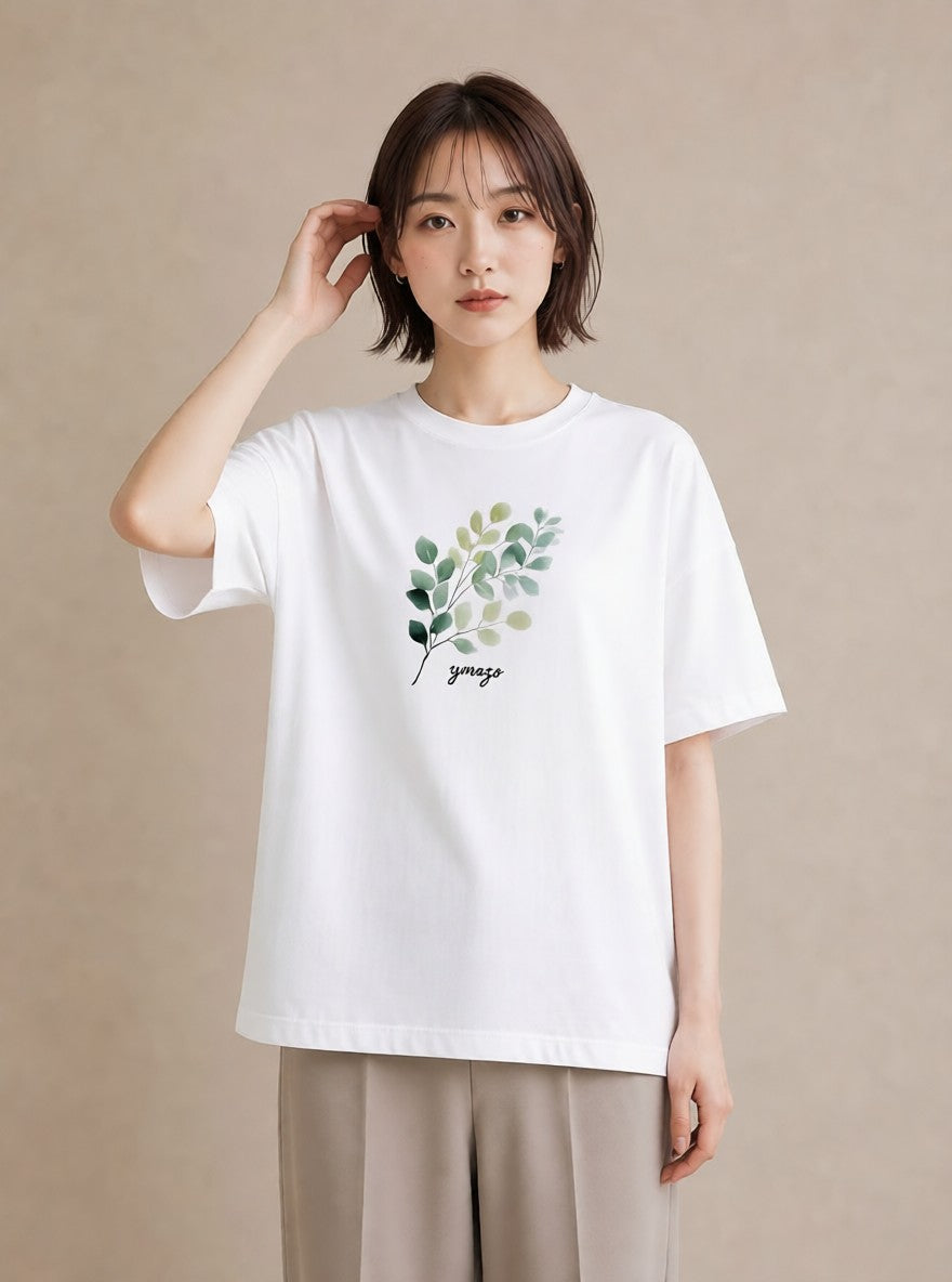 プリントTシャツ レディース つる 植物 ボタニカル イラスト 敬老の日 ホワイトデー 白T YMAZO