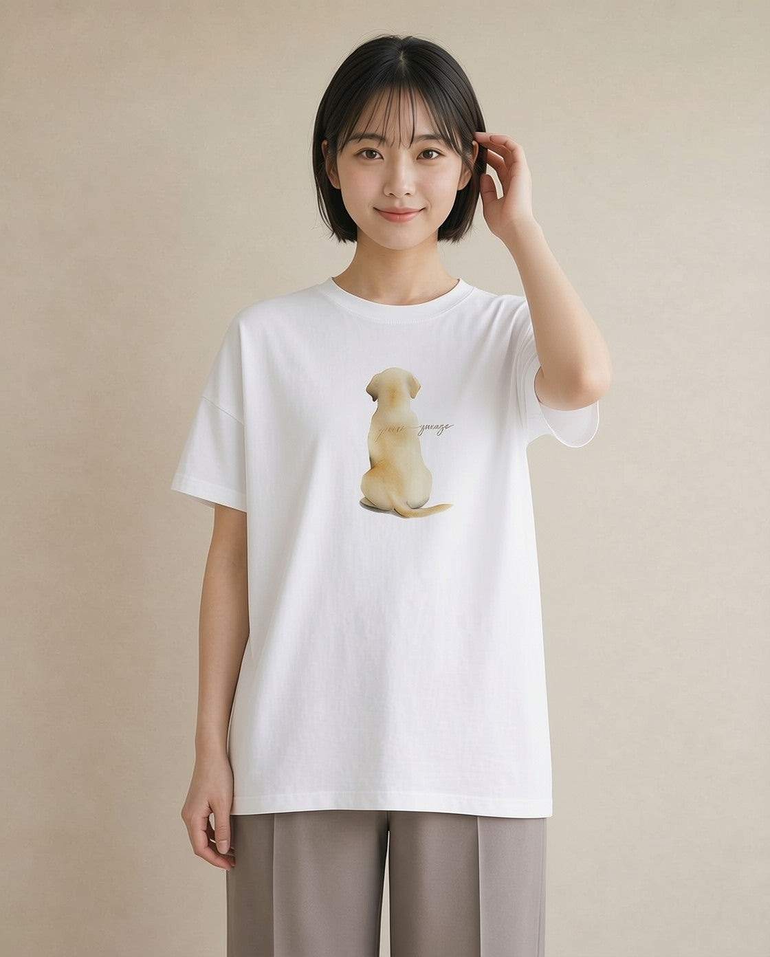 グラフィックTシャツ レディース ラブラドールレトリバー 犬 いぬ イラスト 可愛い 女性向けギフト 散歩 白T YMAZO