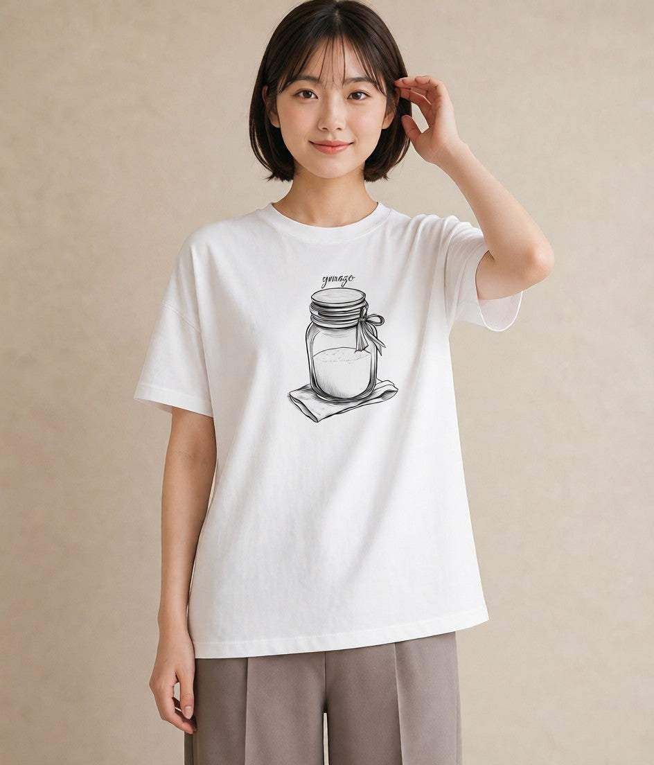 半袖Tシャツ レディース ミルク 食べ物 フード イラスト 韓国風 旅行用 海 白T YMAZO