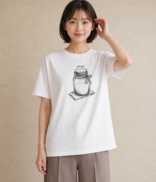 半袖Tシャツ レディース ミルク 食べ物 フード イラスト 韓国風 旅行用 海 白T YMAZO