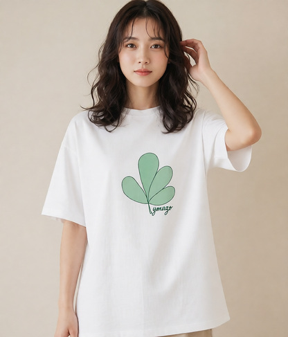プリントTシャツ レディース クローバー 四つ葉 花 花柄 イラスト 個性的 女子会 お揃い 白T YMAZO