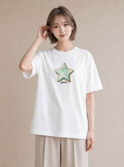 プリントTシャツ レディース 天の川 星空 宇宙 イラスト シンプル 敬老の日 ホワイトデー 白T YMAZO