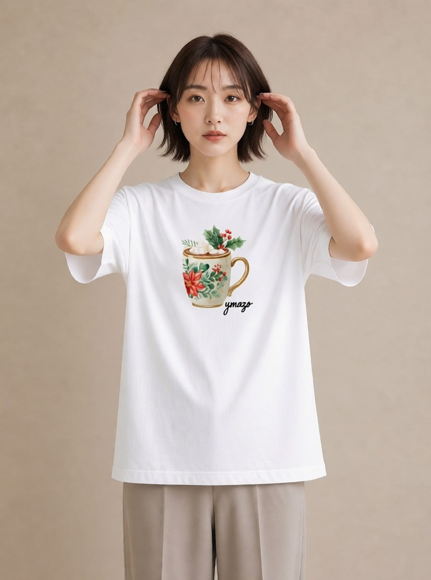 グラフィックTシャツ レディース ハーブティー 食べ物 フード イラスト フェミニン 旅行用 海 白T YMAZO