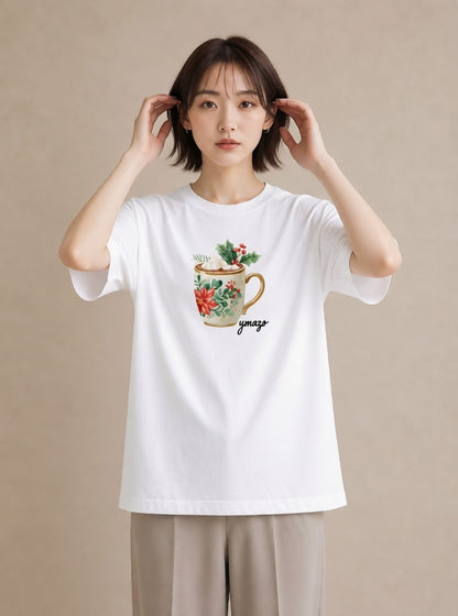 グラフィックTシャツ レディース ハーブティー 食べ物 フード イラスト フェミニン 旅行用 海 白T YMAZO