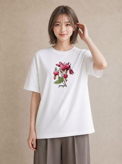 半袖Tシャツ レディース 彼岸花 花 花柄 イラスト 休日コーデ 女性向けギフト 散歩 白T YMAZO