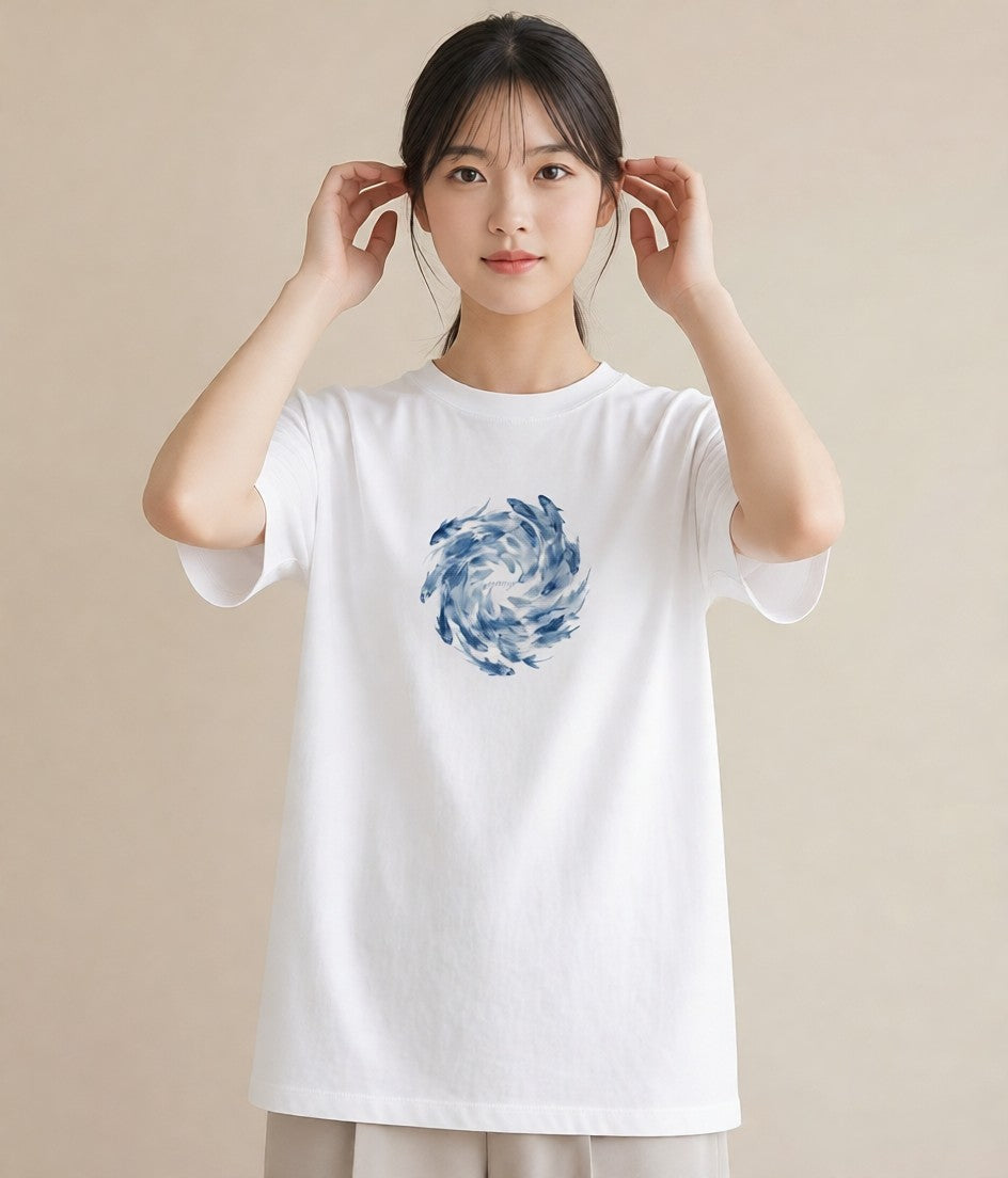 グラフィックTシャツ レディース 魚座 星空 宇宙 イラスト 可愛い 春服 ミセス 白T YMAZO