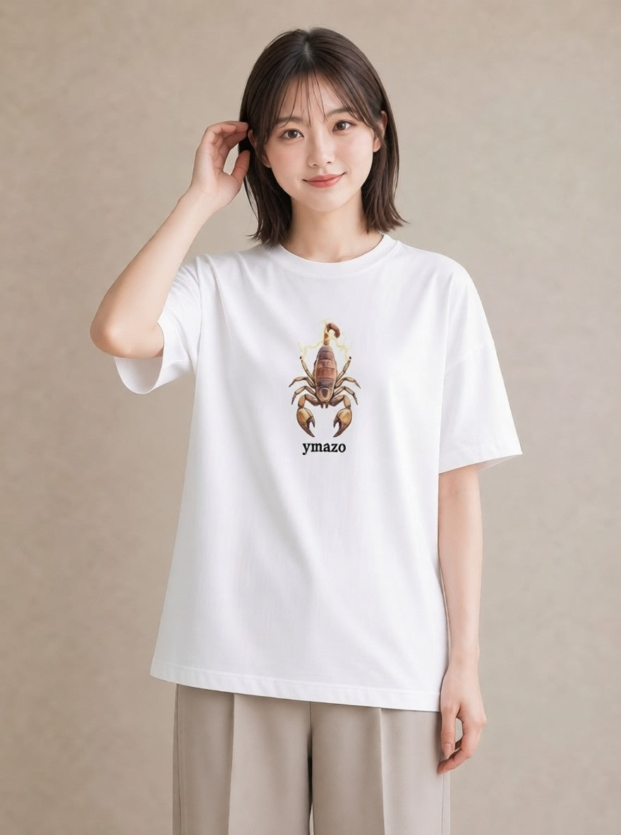 デザインTシャツ レディース カブトムシ 昆虫 虫 イラスト ラフカジュアル 旅行用 海 白T YMAZO