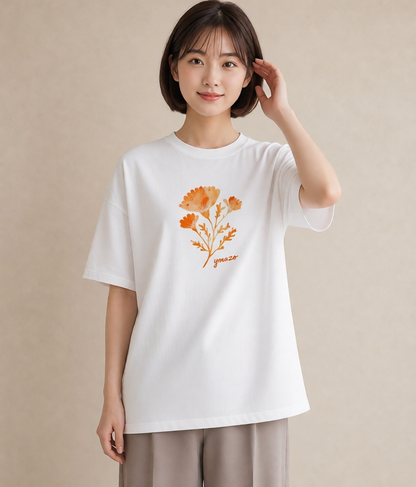 Tシャツ レディース コスモス 秋桜 花 花柄 イラスト モード 旅行用 海 白T